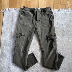 Free People Skinny Raw Hem Skinny Cargo Moto Pants size 27